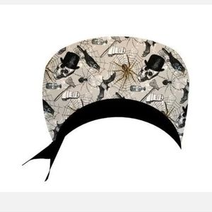 Halloween Scrub Cap: Skulls & Spiders: Nurse & Doctor hat, Surgical Cap, Medical